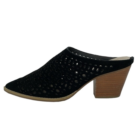 Seychelles Mule Women's 9.5 Black Cut Out Heels Shoes Pointed Toe - Picture 8 of 13